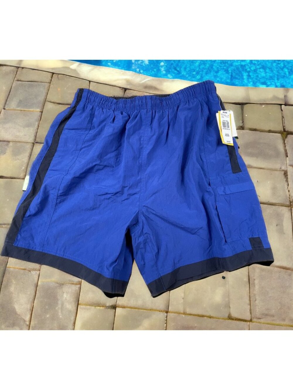 Sears Essentials Swim Suit Blue Shorts 6" Inseam Trunks R & R Sport Med 34 NWT